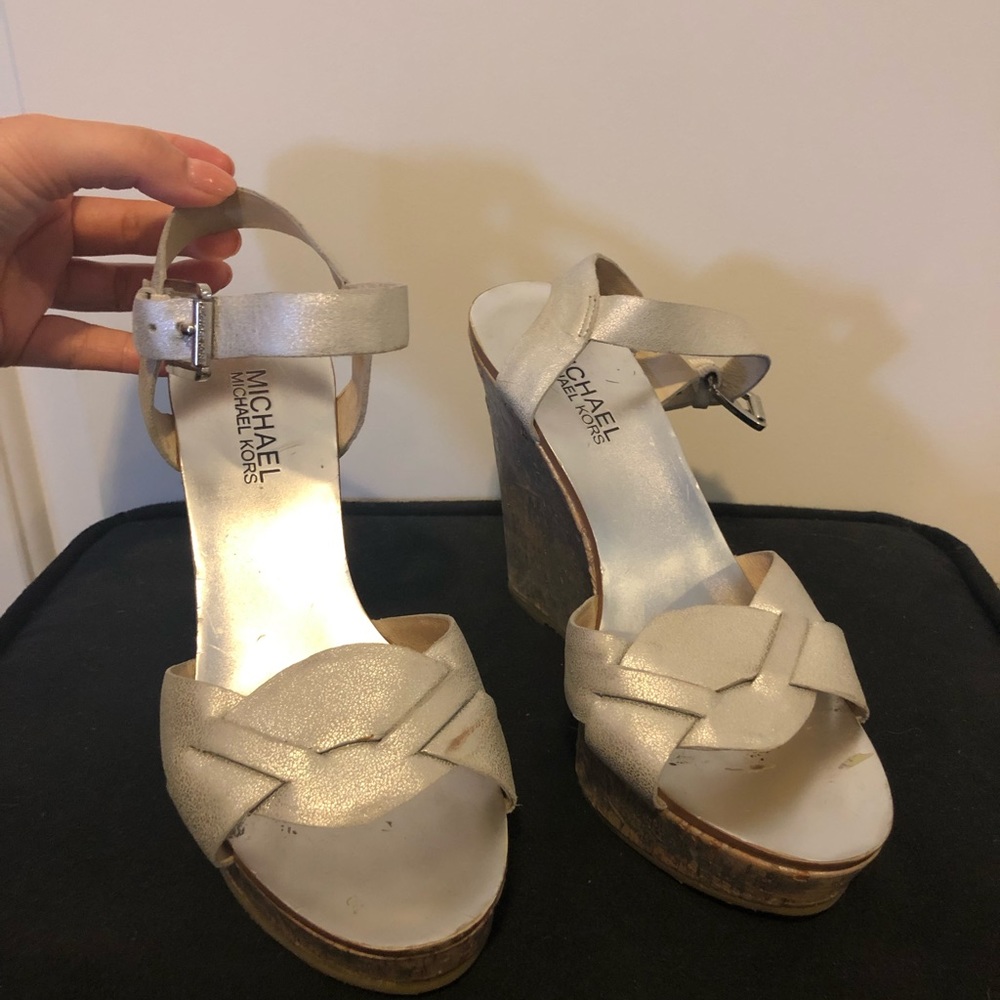 Michael Kors silver wedges